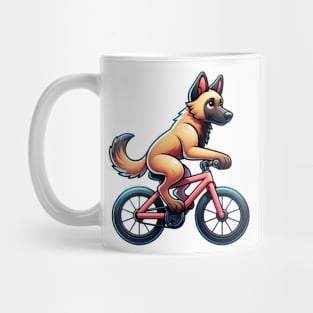 Cute Belgian Malinois Puppy Riding A Bike Mug